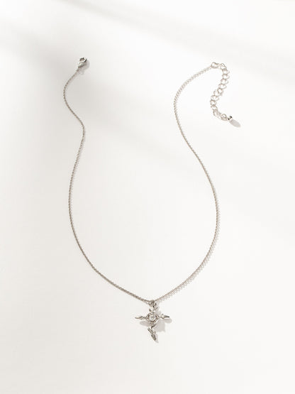 ["Rose Cross Pendant Necklace ", " Silver ", " Product Image ", " Uncommon James"]