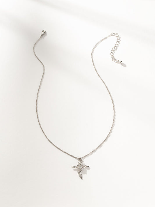 Rose Cross Pendant Necklace | Silver | Product Image | Uncommon James