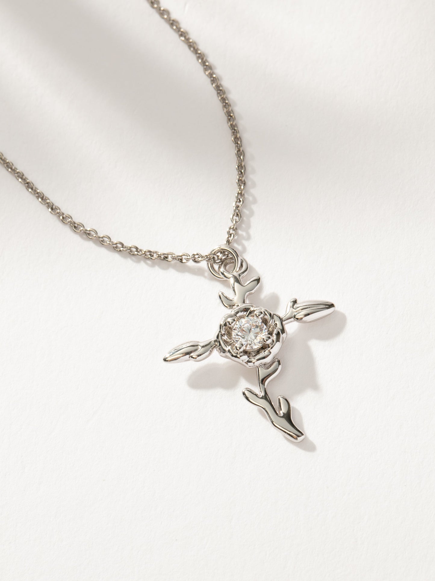 Rose Cross Pendant Necklace | Silver | Product Detail Image | Uncommon James