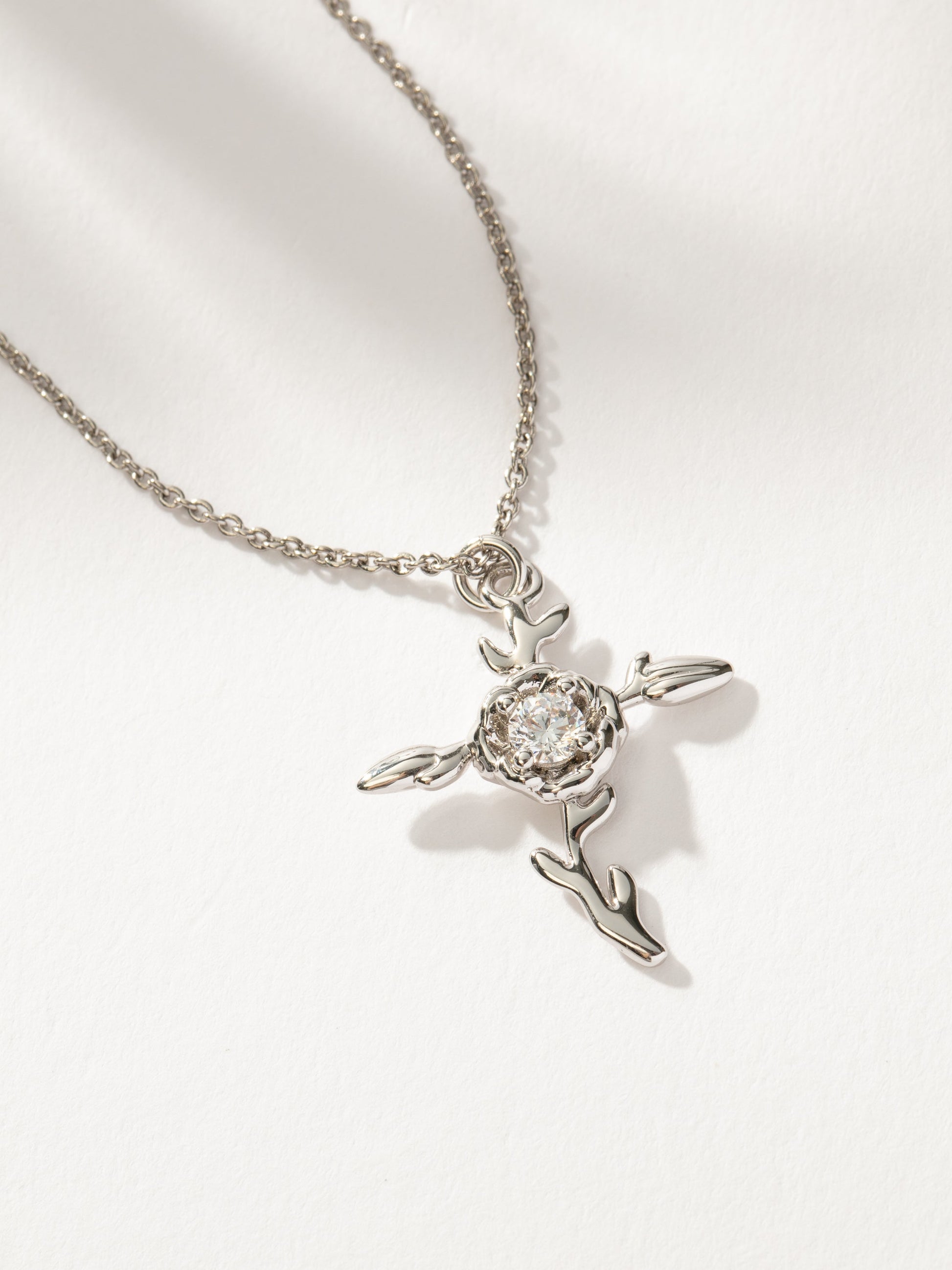 Rose Cross Pendant Necklace | Silver | Product Detail Image | Uncommon James