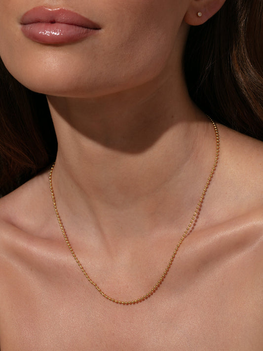 Simple Ball Chain Necklace | Gold | Model Image | Uncommon James
