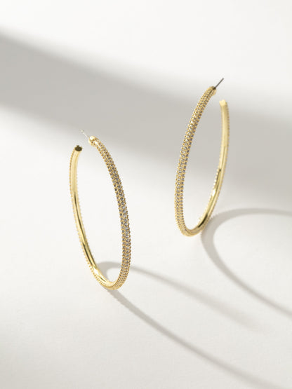 ["Attention Pavé Hoop Earrings ", " Gold ", " Product Image ", " Uncommon James"]