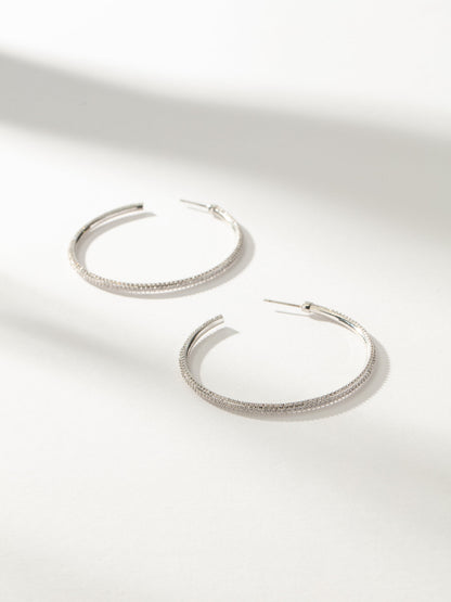 ["Attention Pavé Hoop Earrings ", " Silver ", " Product Image ", " Uncommon James"]