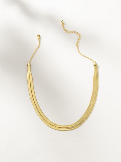 ["Double Layer Herringbone Chain Necklace ", " Gold ", " Product Image ", " Uncommon James"]