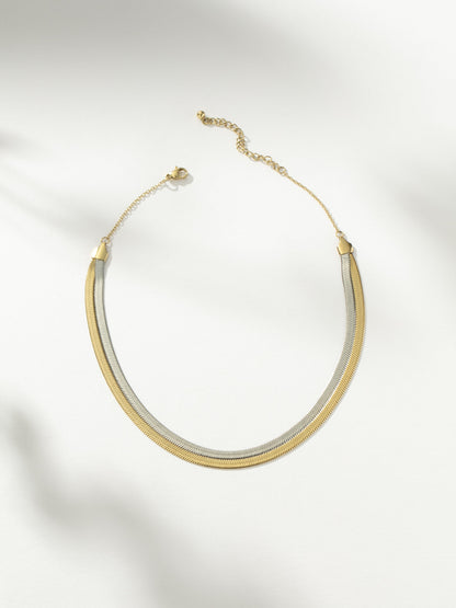 ["Double Layer Herringbone Chain Necklace ", " Mixed Metal ", " Product Image ", " Uncommon James"]