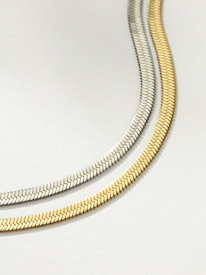 ["Double Layer Herringbone Chain Necklace ", " Mixed Metal ", " Product Image ", " Uncommon James"]