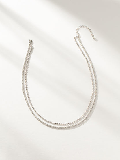 ["Happy Hour Layered Tennis Necklace ", " Silver ", " Product Image ", " Uncommon James"]