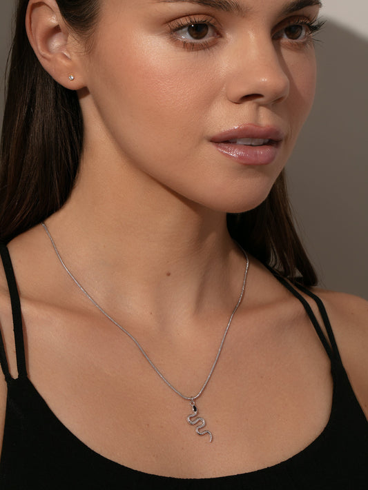 Snake Pendant Necklace | SILVER | Model Image | Uncommon James