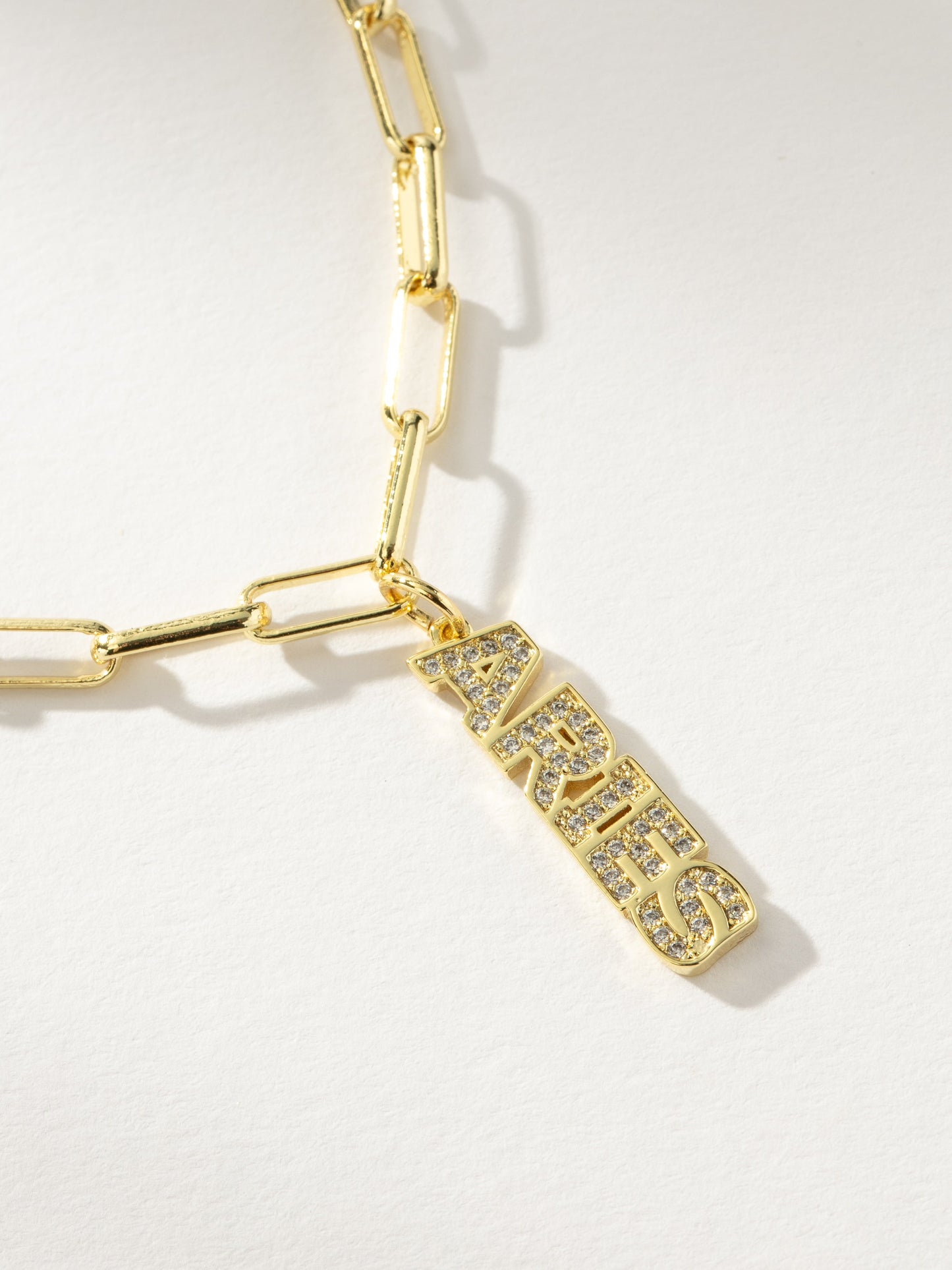 Zodiac Nameplate Pendant Necklace |  Gold Aries | Product Image | Uncommon James