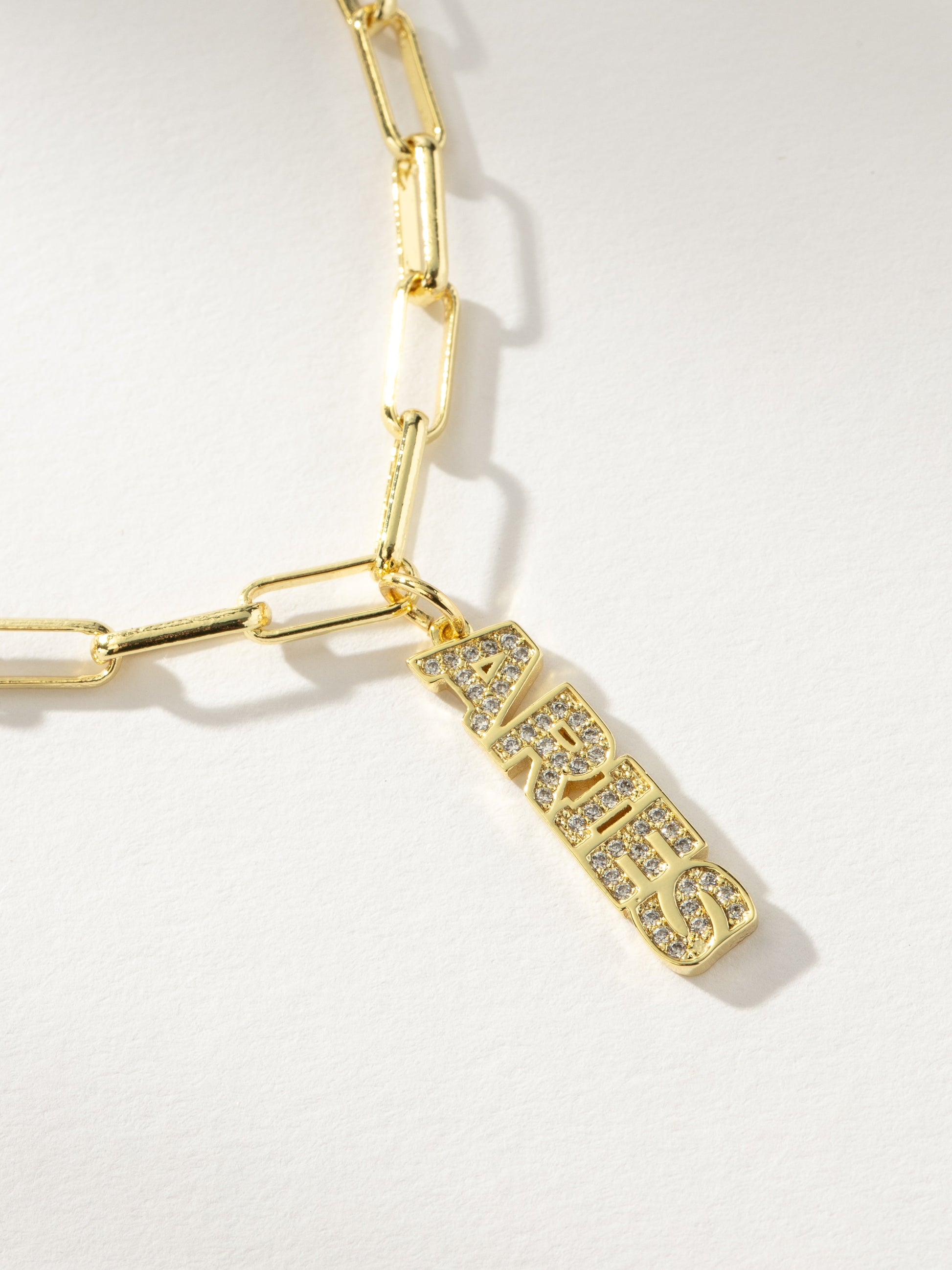 Zodiac Nameplate Pendant Necklace |  Gold Aries | Product Image | Uncommon James