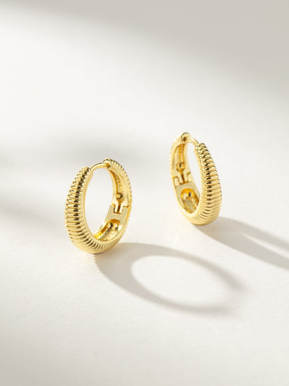 ["Santorini Ribbed Hoop Earrings ", " Gold ", " Product Image ", " Uncommon James"]