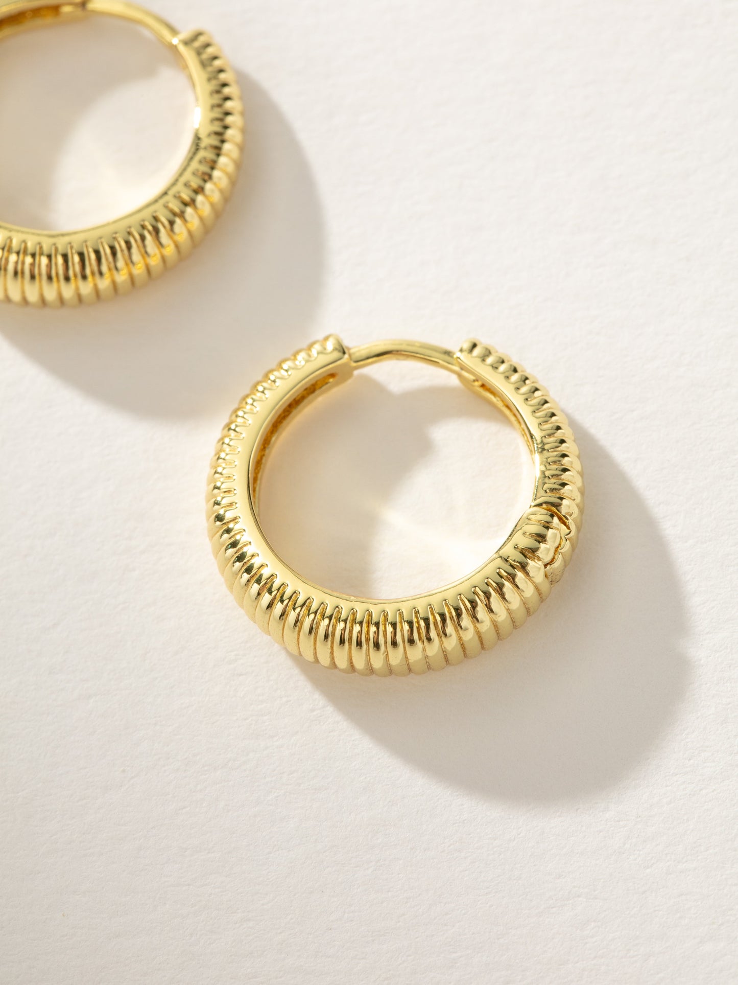 Santorini Ribbed Hoop Earrings | Gold | Product Detail Image | Uncommon James