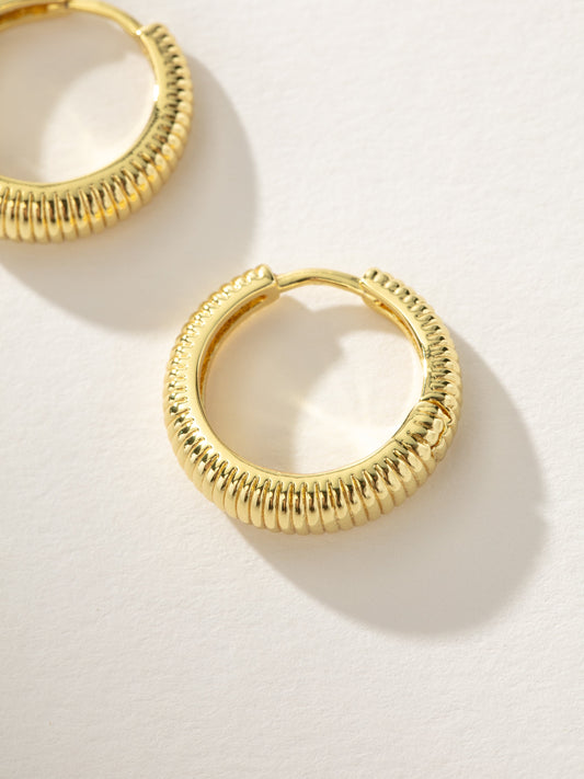 Santorini Ribbed Hoop Earrings | Gold | Product Detail Image | Uncommon James