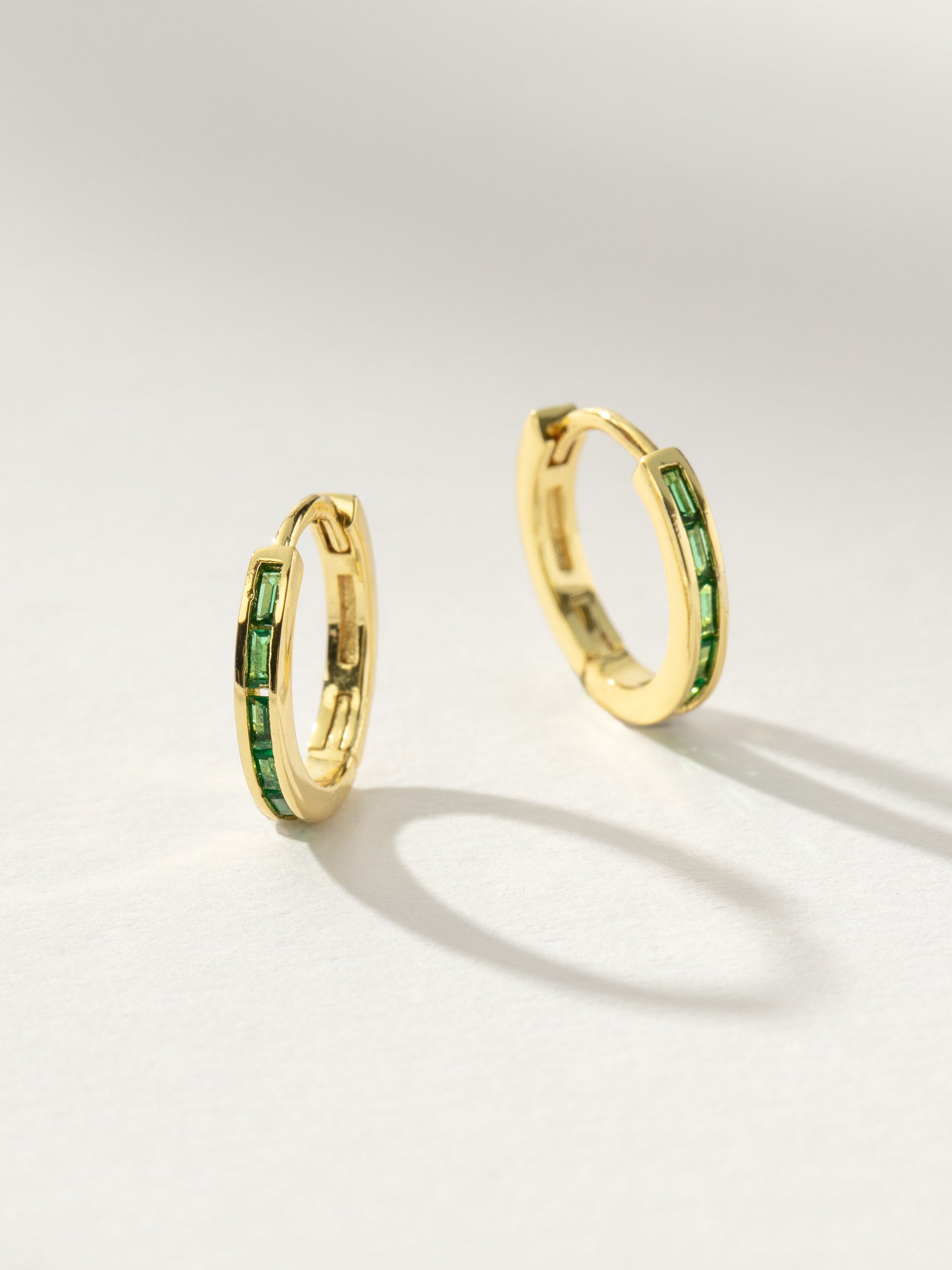 Green With Envy Huggie Earrings | Gold | Product Image | Uncommon James