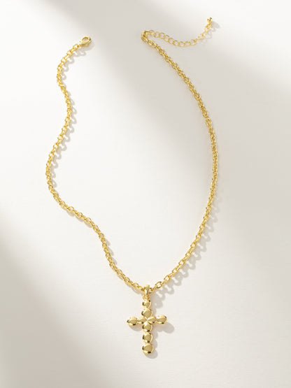 ["Bubble Cross Necklace ", " Gold ", " Product Image ", " Uncommon James"]