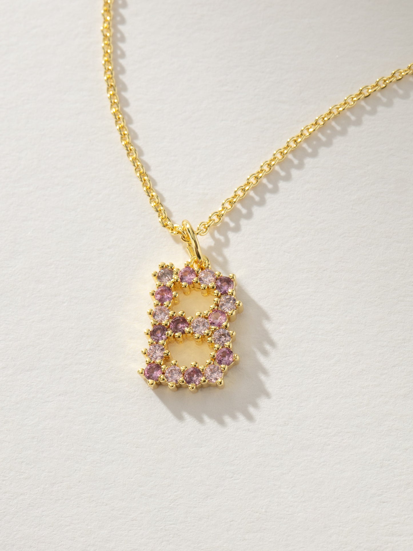Pretty In Pink Initial Necklace | Gold B | Product Detail Image | Uncommon James