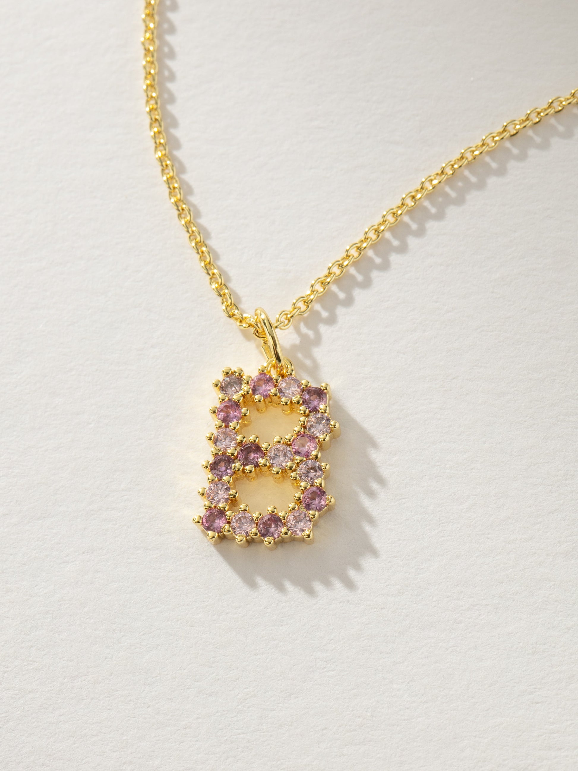 Pretty In Pink Initial Necklace | Gold B | Product Detail Image | Uncommon James