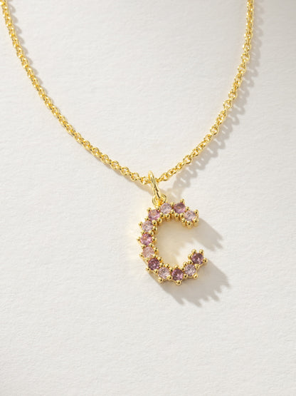 ["Pretty In Pink Initial Necklace ", " Gold C ", " Product Detail Image ", " Uncommon James"]