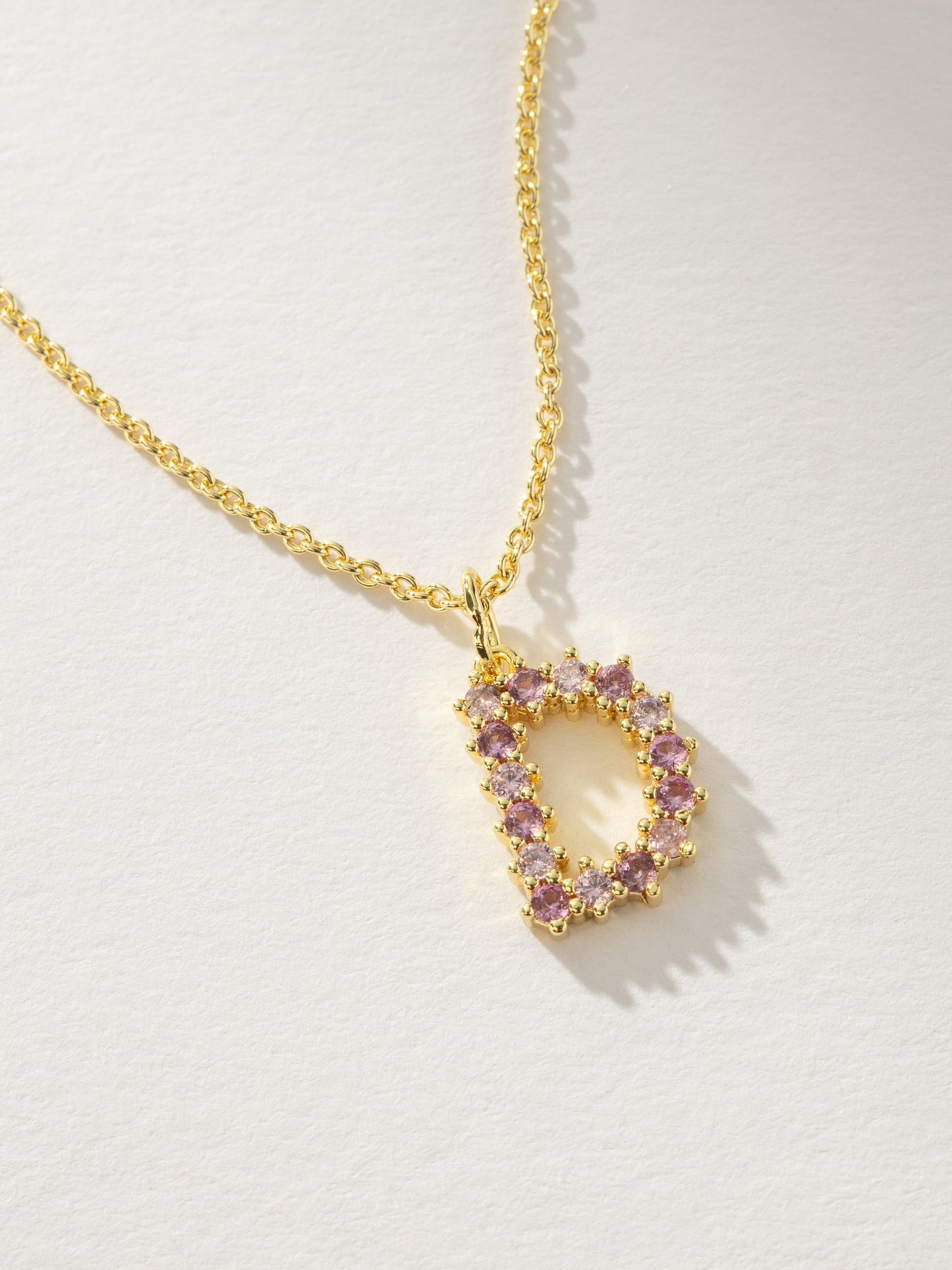 Pretty In Pink Initial Necklace | Gold D | Product Detail Image | Uncommon James
