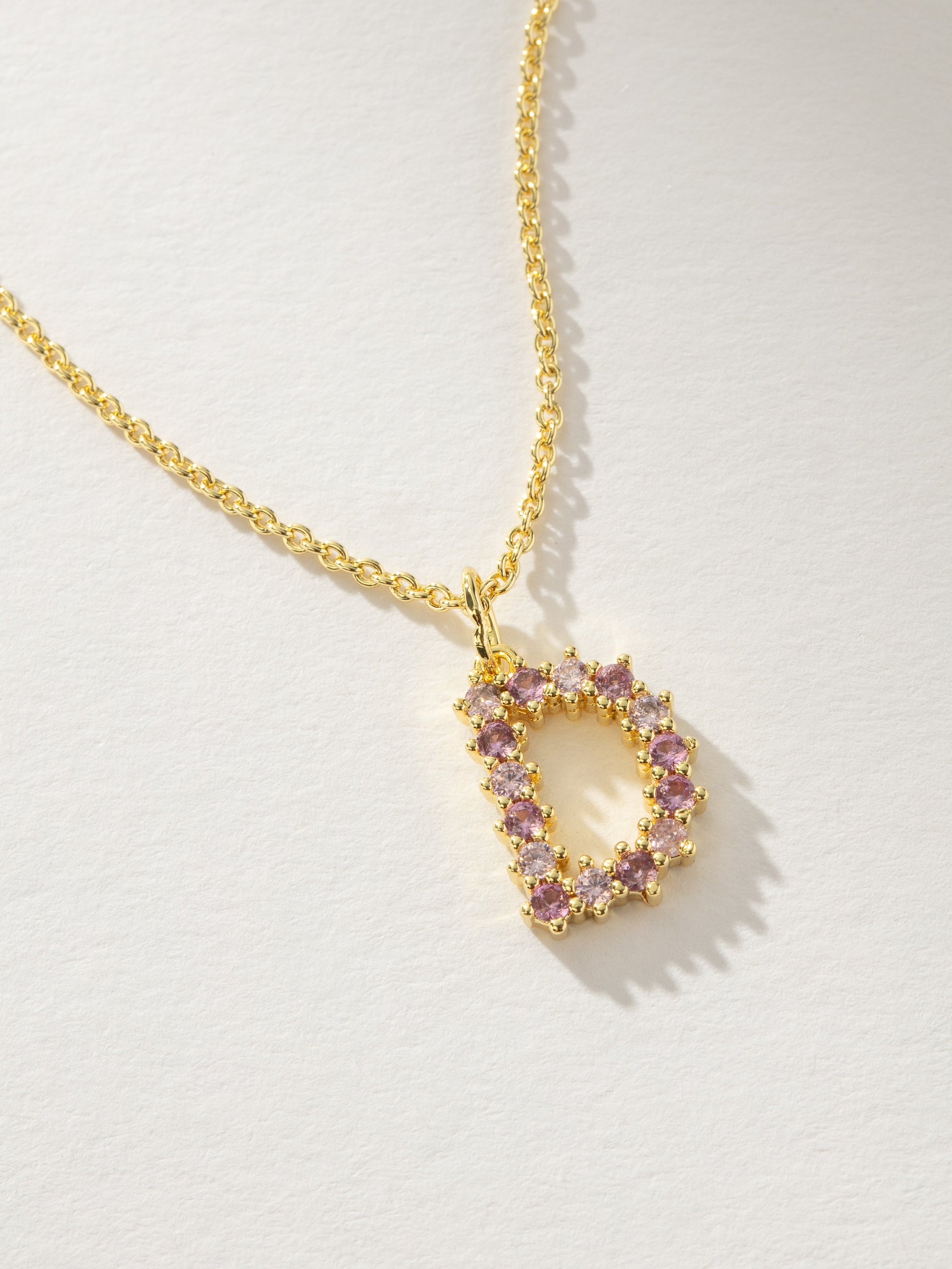 Pretty In Pink Initial Necklace | Gold D | Product Detail Image | Uncommon James