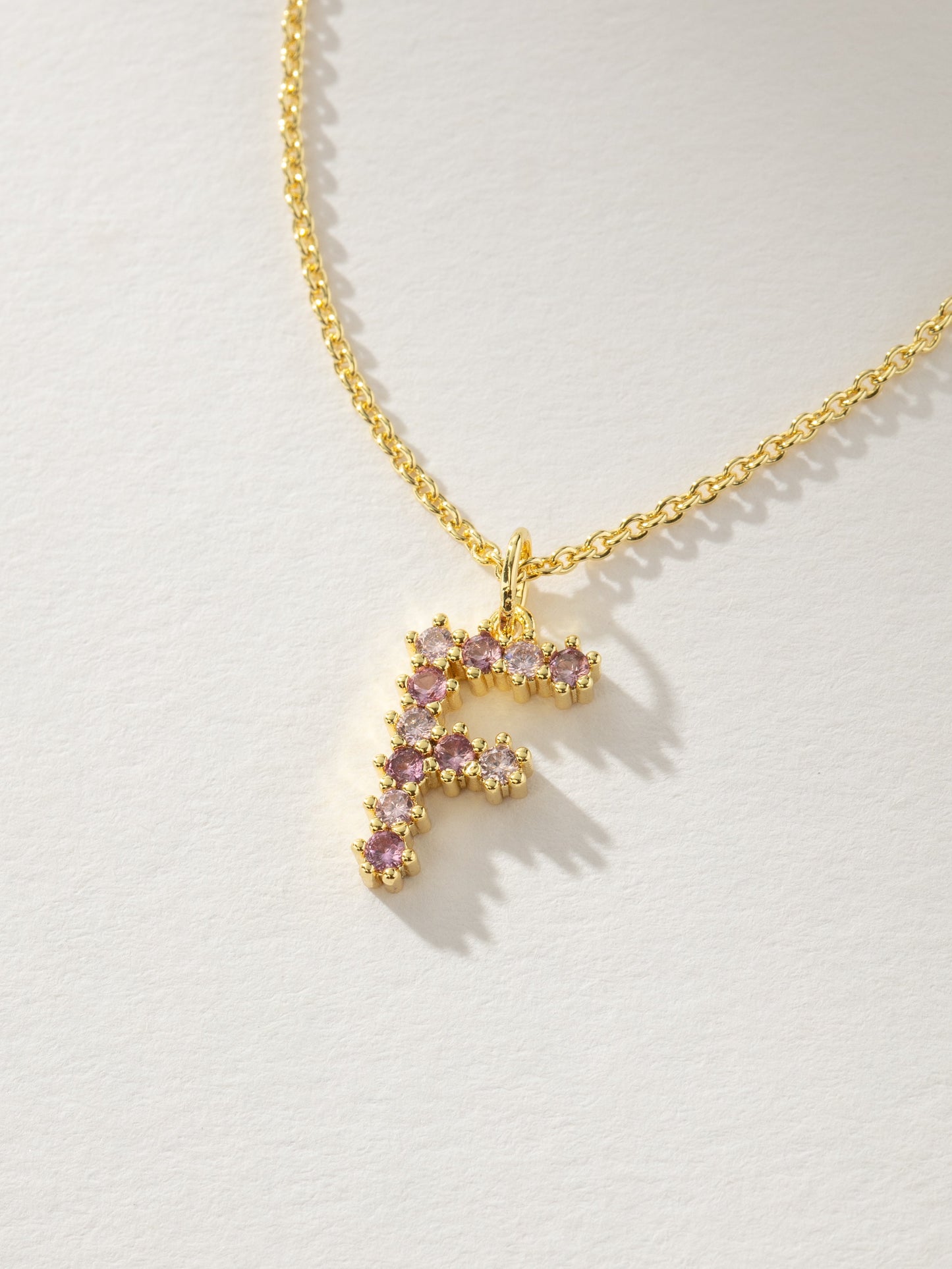Pretty In Pink Initial Necklace | Gold F | Product Detail Image | Uncommon James