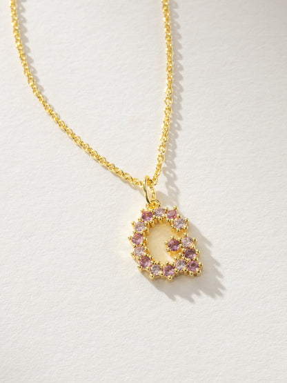 ["Pretty In Pink Initial Necklace ", " Gold G ", " Product Detail Image ", " Uncommon James"]