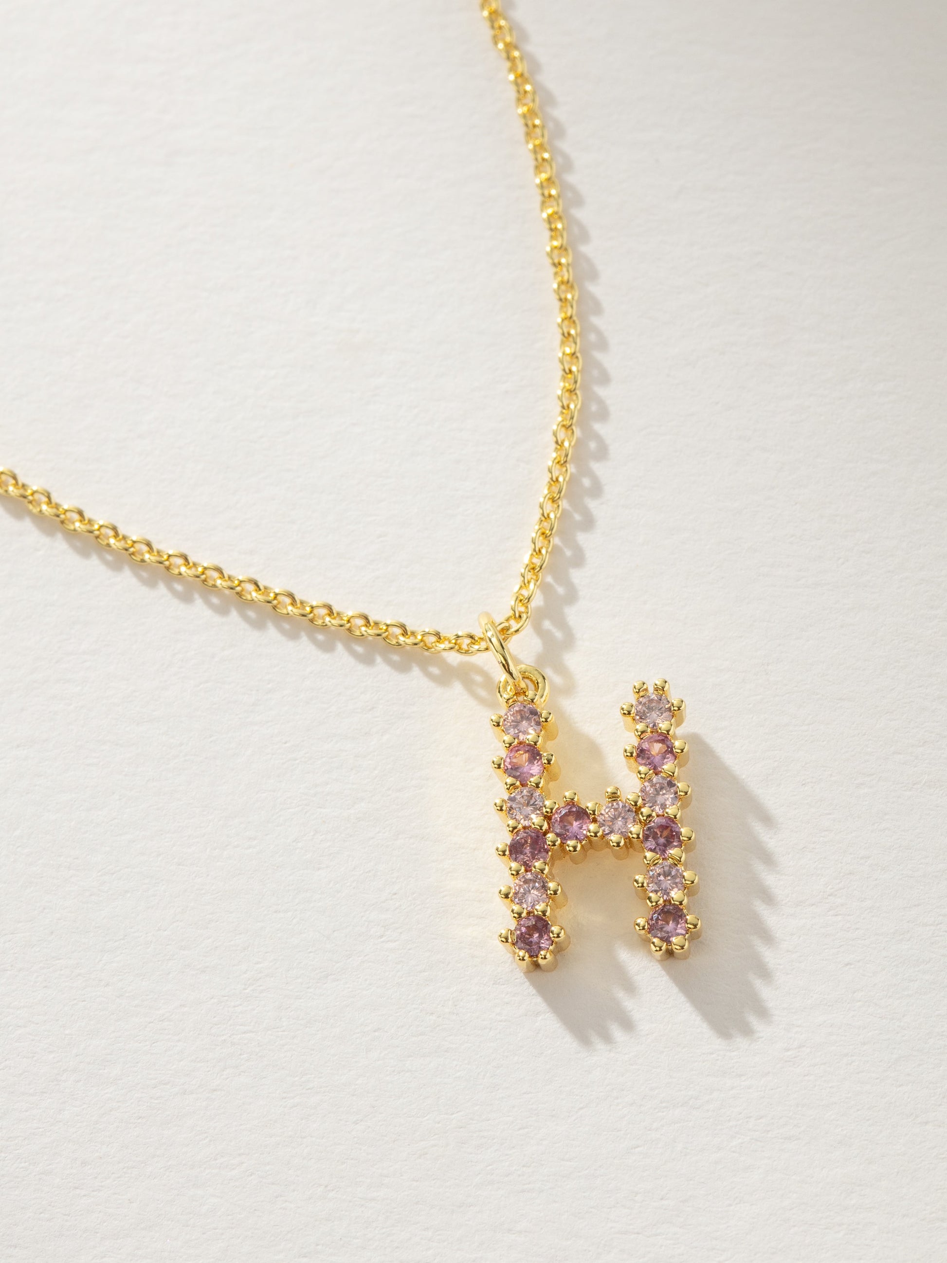 Pretty In Pink Initial Necklace | Gold H | Product Detail Image | Uncommon James