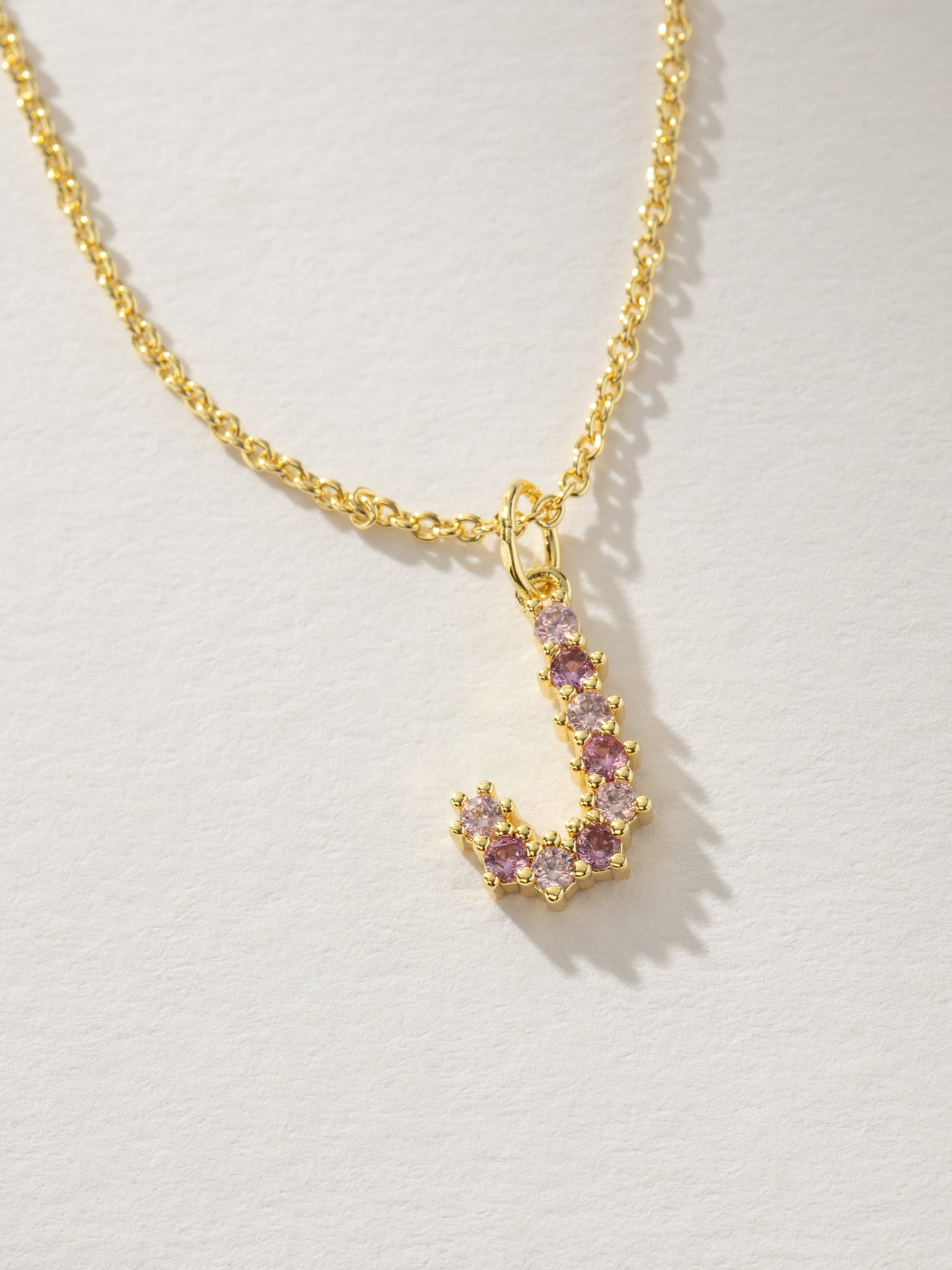 Pretty In Pink Initial Necklace | Gold J | Product Detail Image | Uncommon James