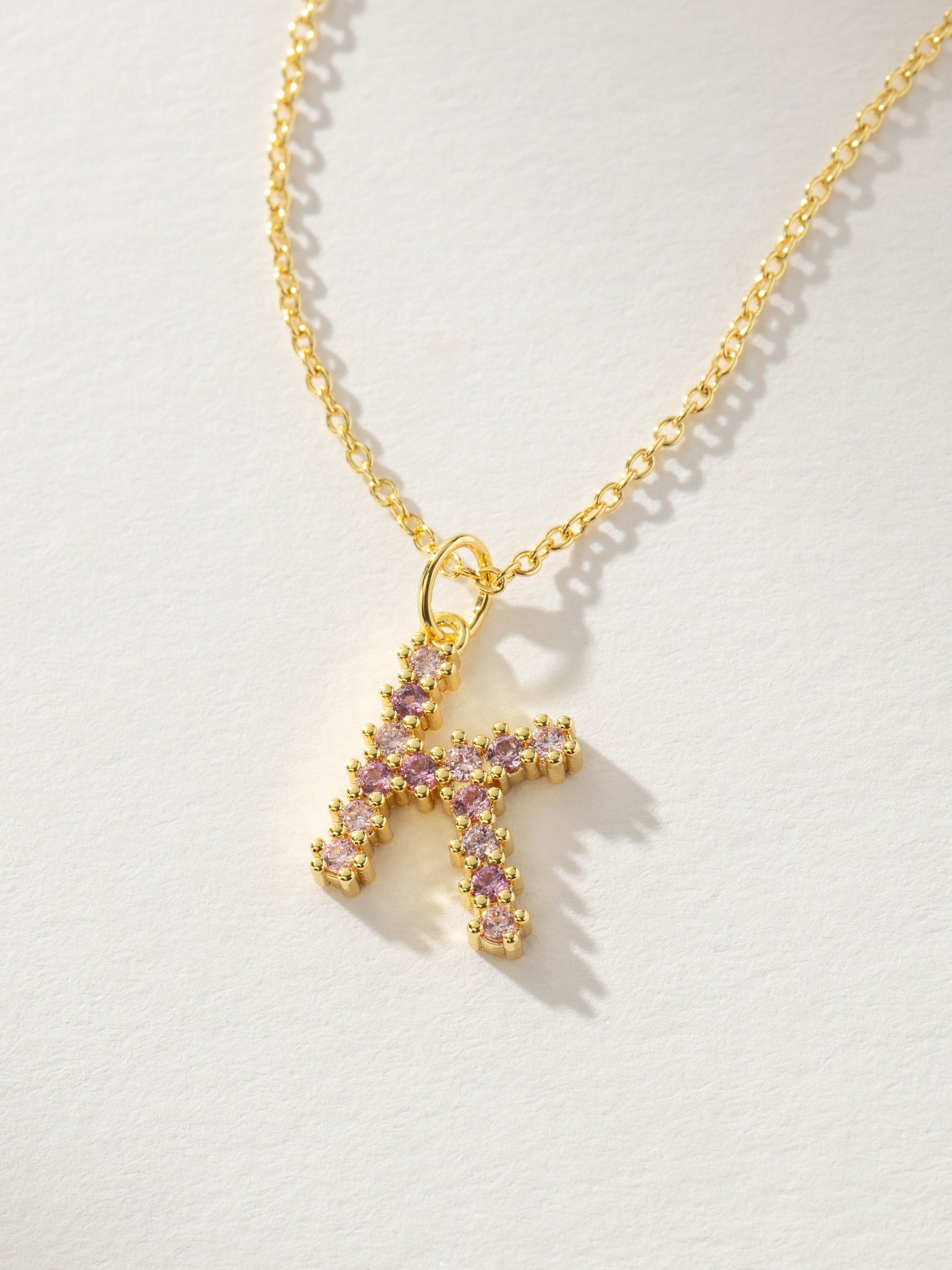 Pretty In Pink Initial Necklace | Gold K | Product Detail Image | Uncommon James