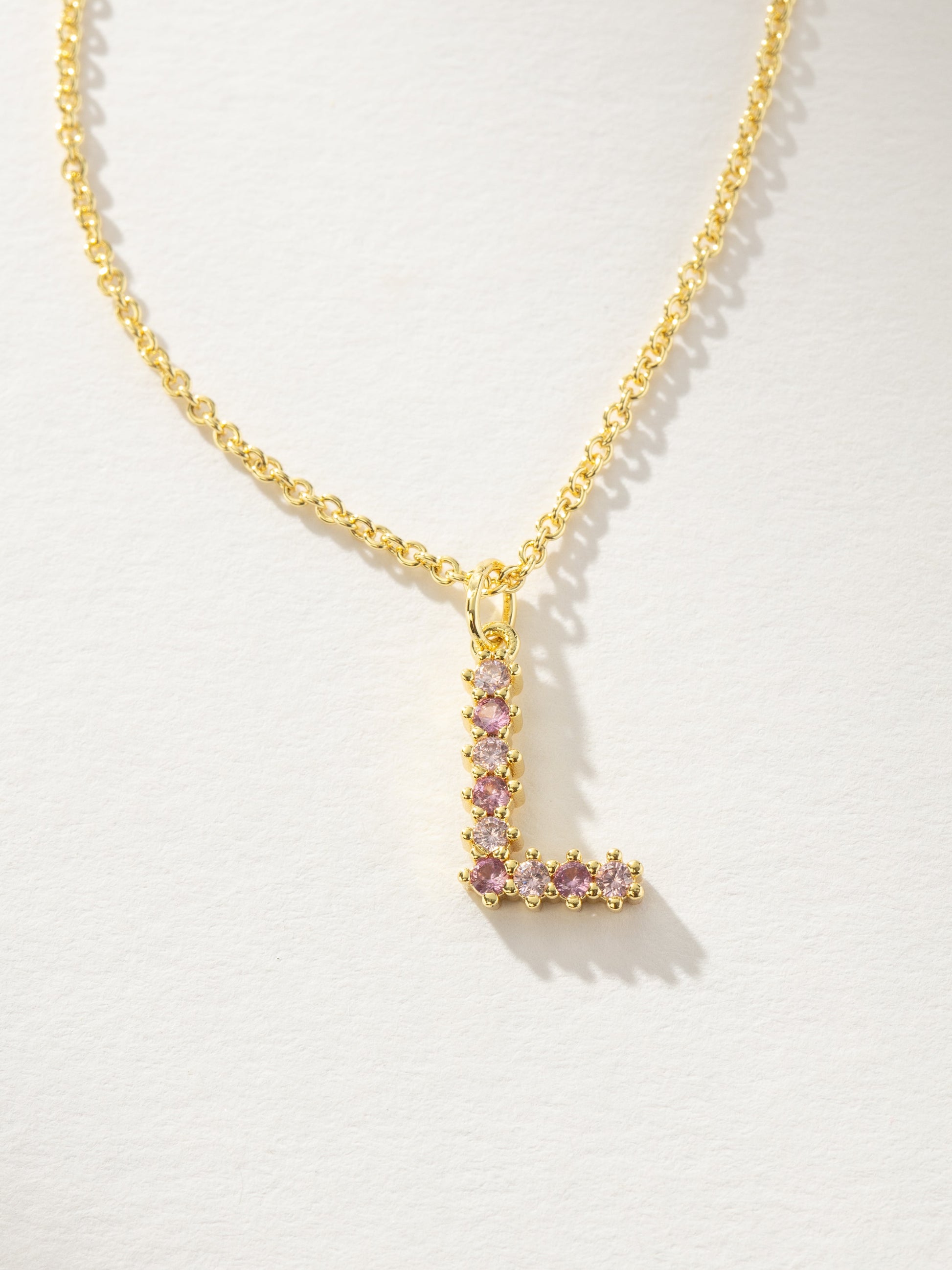 Pretty In Pink Initial Necklace | Gold L | Product Detail Image | Uncommon James