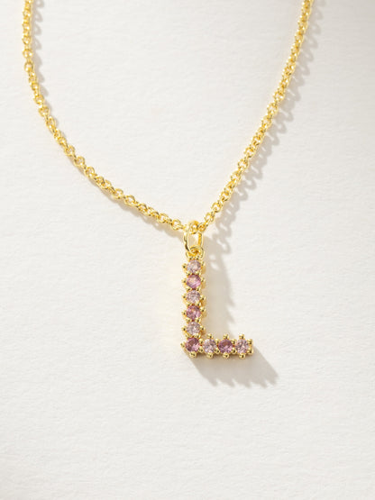 ["Pretty In Pink Initial Necklace ", " Gold L ", " Product Detail Image ", " Uncommon James"]