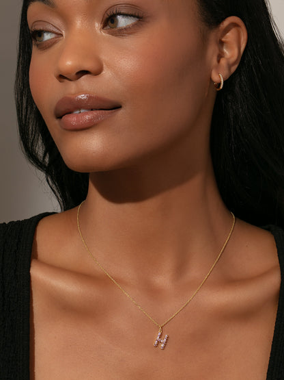 ["Pretty In Pink Initial Necklace ", " Gold ", " Model Image ", " Uncommon James"]
