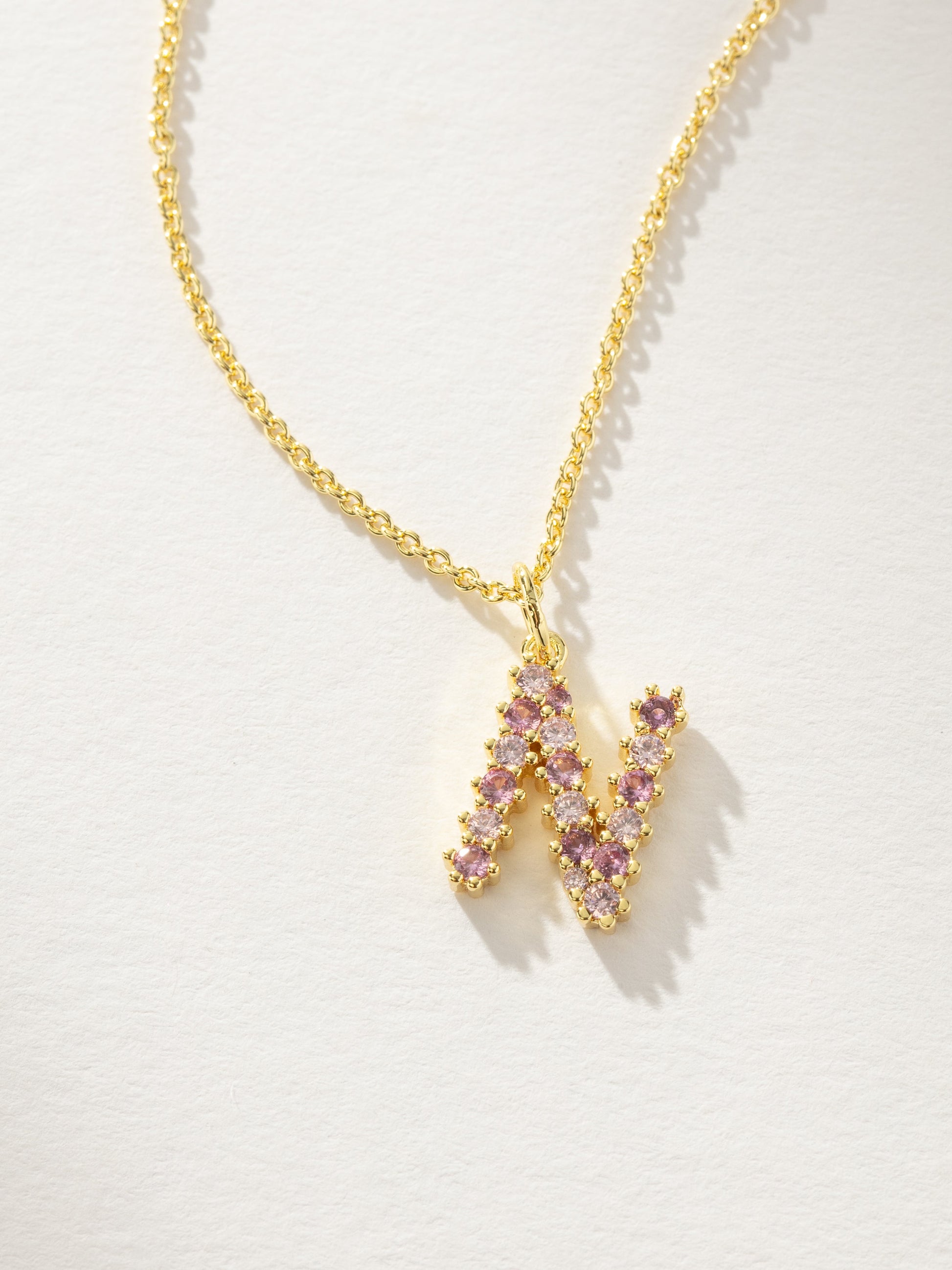 Pretty In Pink Initial Necklace | Gold N | Product Detail Image | Uncommon James