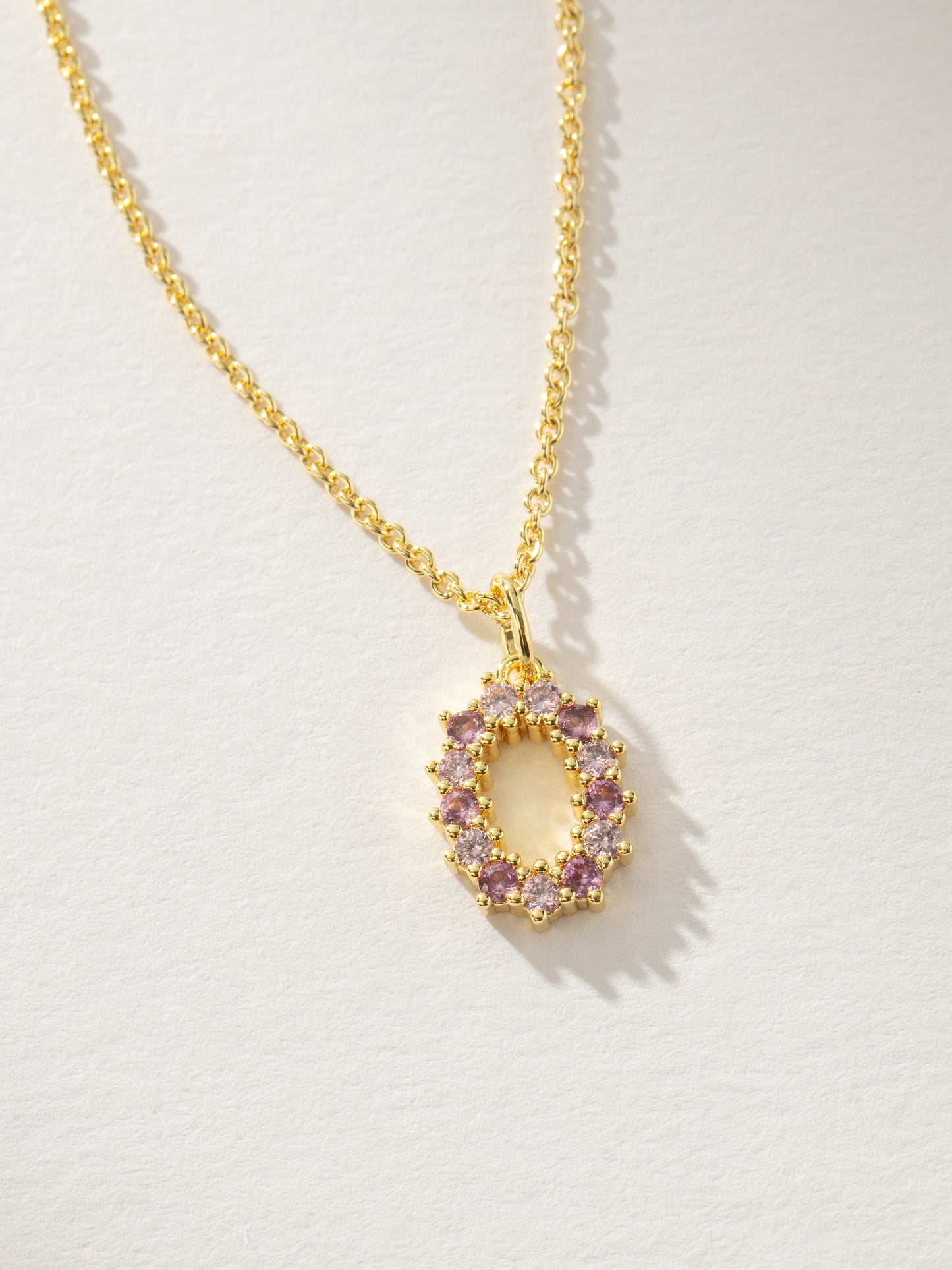 Pretty In Pink Initial Necklace | Gold O | Product Detail Image | Uncommon James