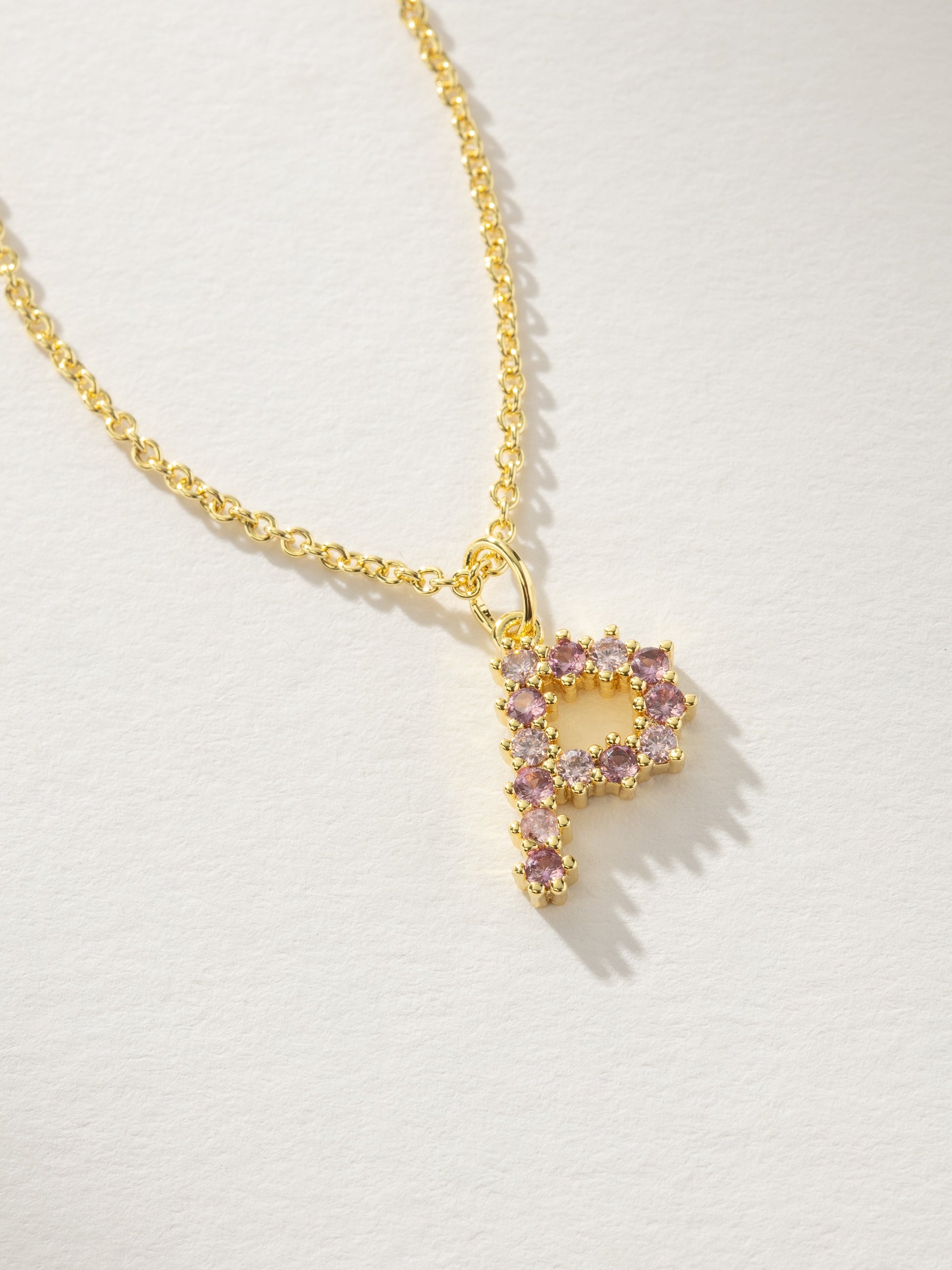 Pretty In Pink Initial Necklace | Gold P | Product Detail Image | Uncommon James