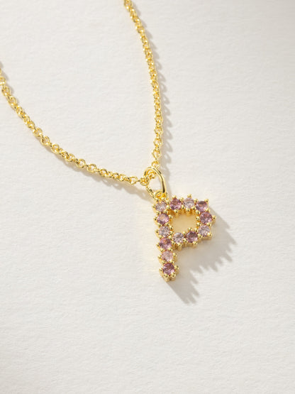["Pretty In Pink Initial Necklace ", " Gold P ", " Product Detail Image ", " Uncommon James"]