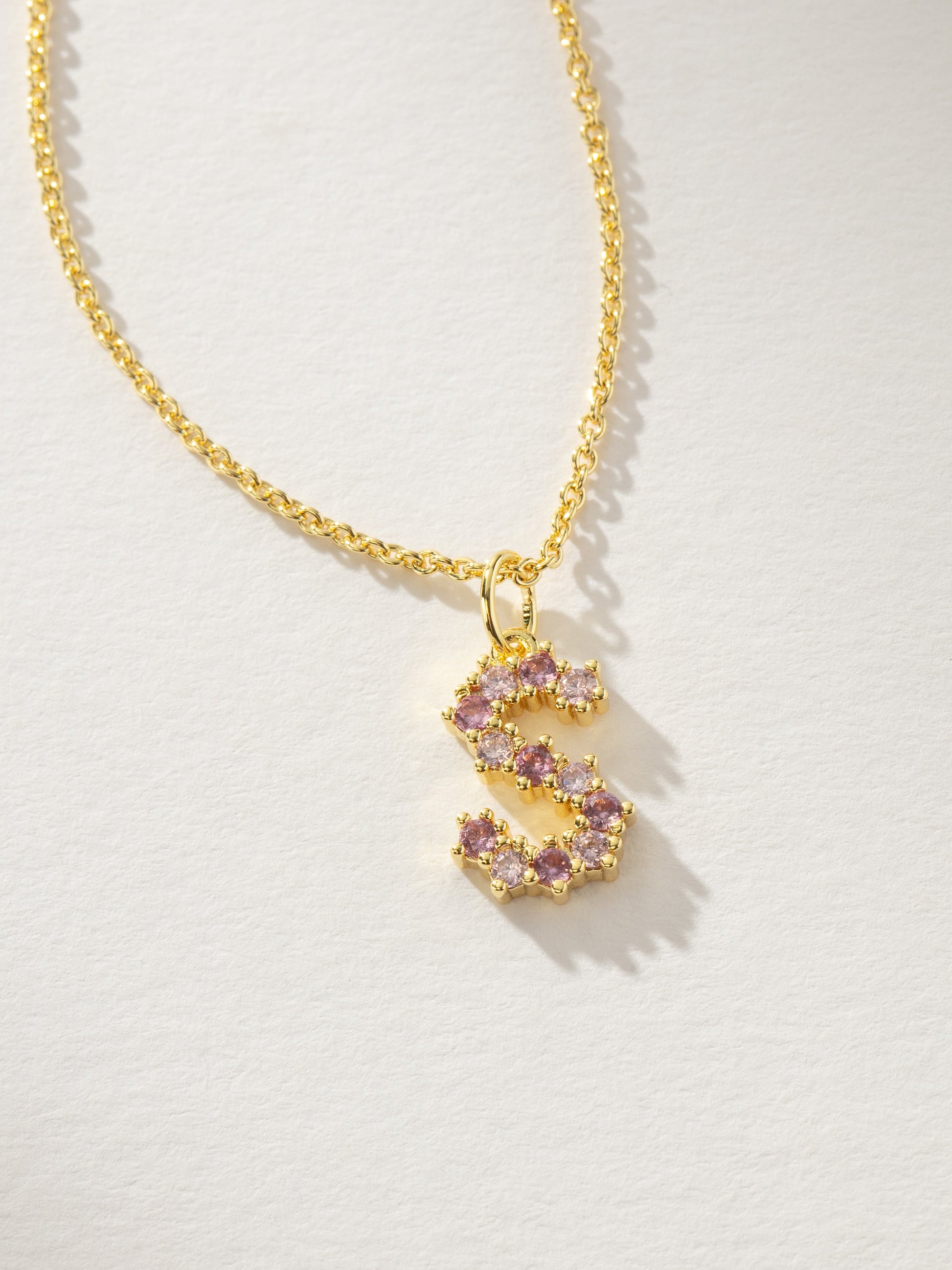 Pretty In Pink Initial Necklace | Gold S | Product Detail Image | Uncommon James