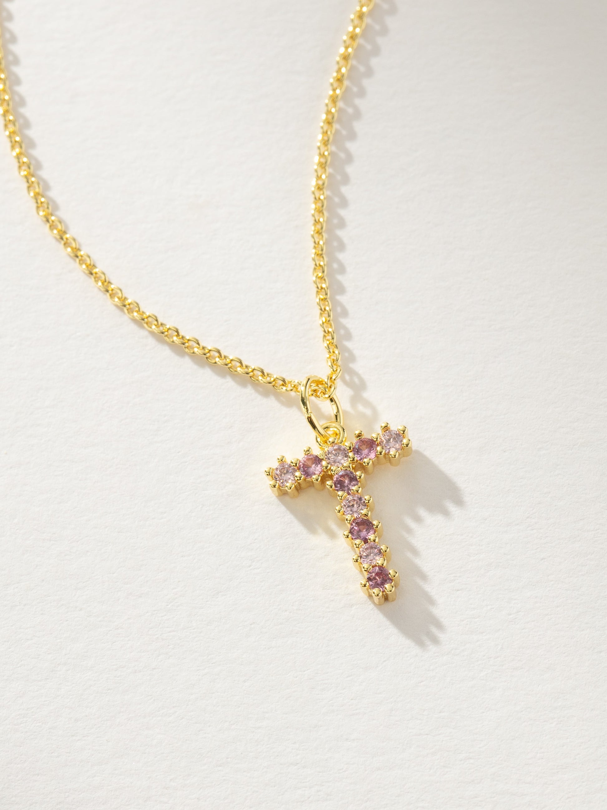 Pretty In Pink Initial Necklace | Gold T | Product Detail Image | Uncommon James