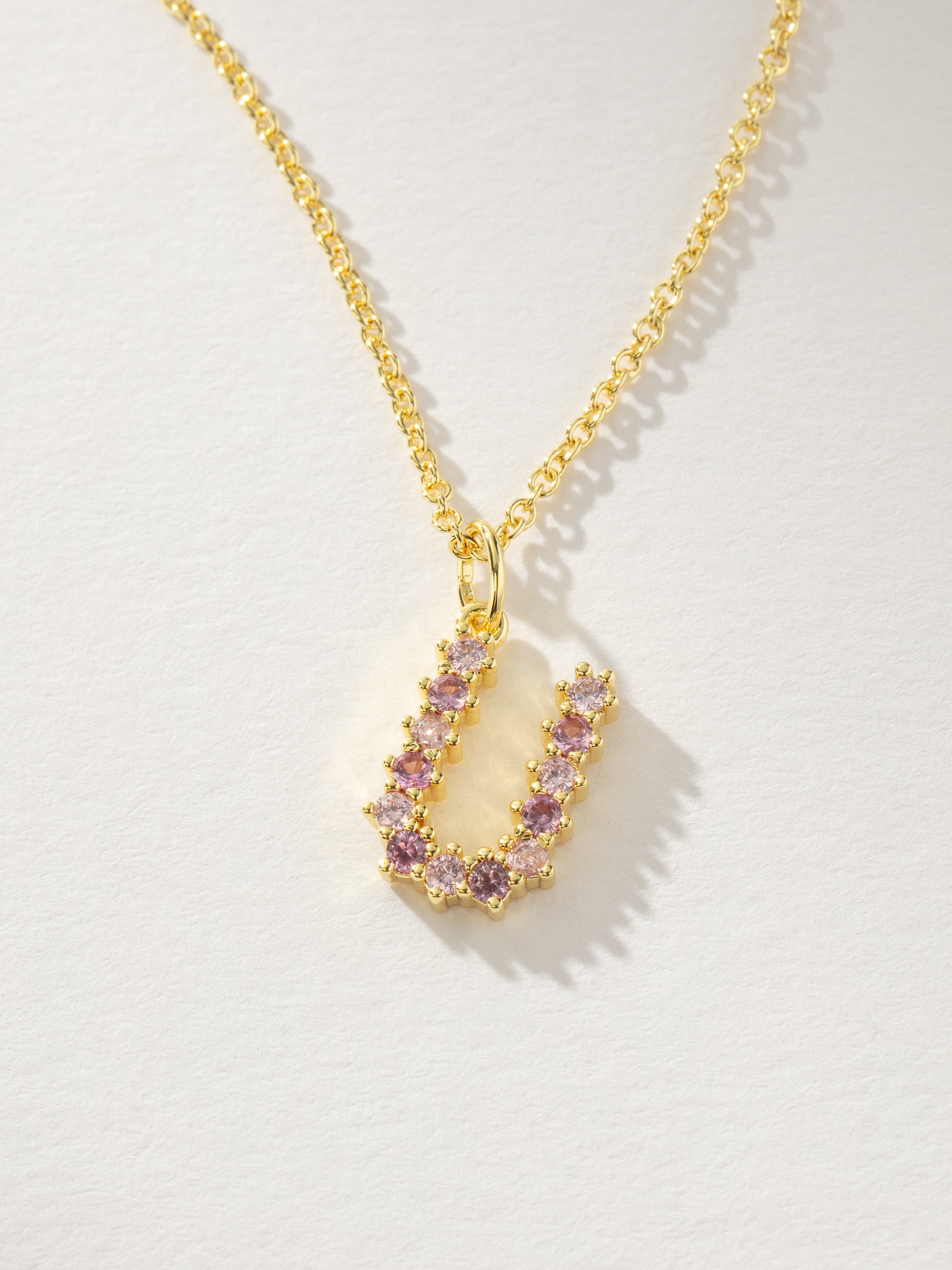 Pretty In Pink Initial Necklace | Gold U | Product Detail Image | Uncommon James