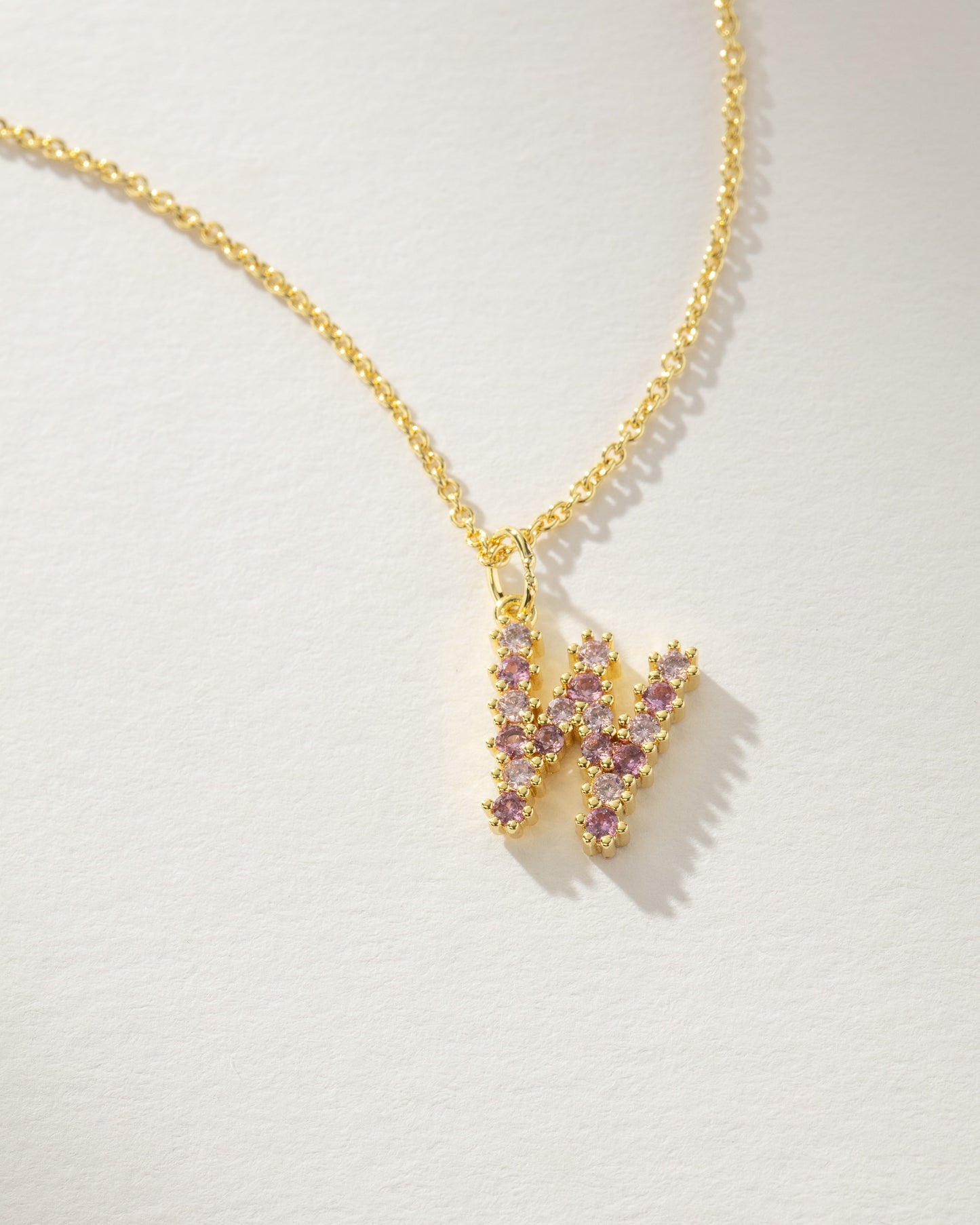 Pretty In Pink Initial Necklace | Gold W | Product Detail Image | Uncommon James