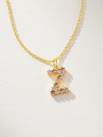 ["Pretty In Pink Initial Necklace ", " Gold Z ", " Product Detail Image ", " Uncommon James"]