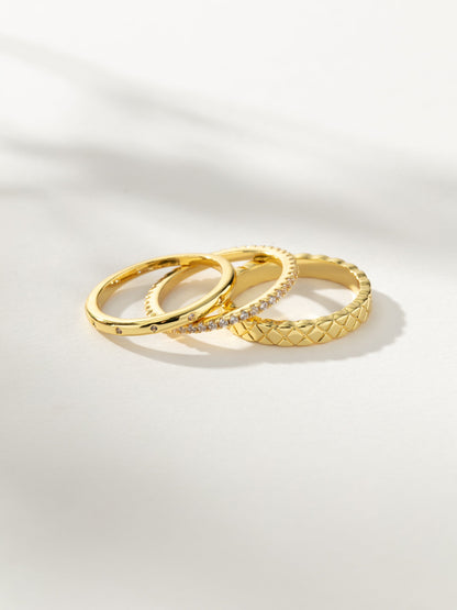 ["Glamour Girl Ring Stack (Set of 3) ", " Gold ", " Product Image ", " Uncommon James"]