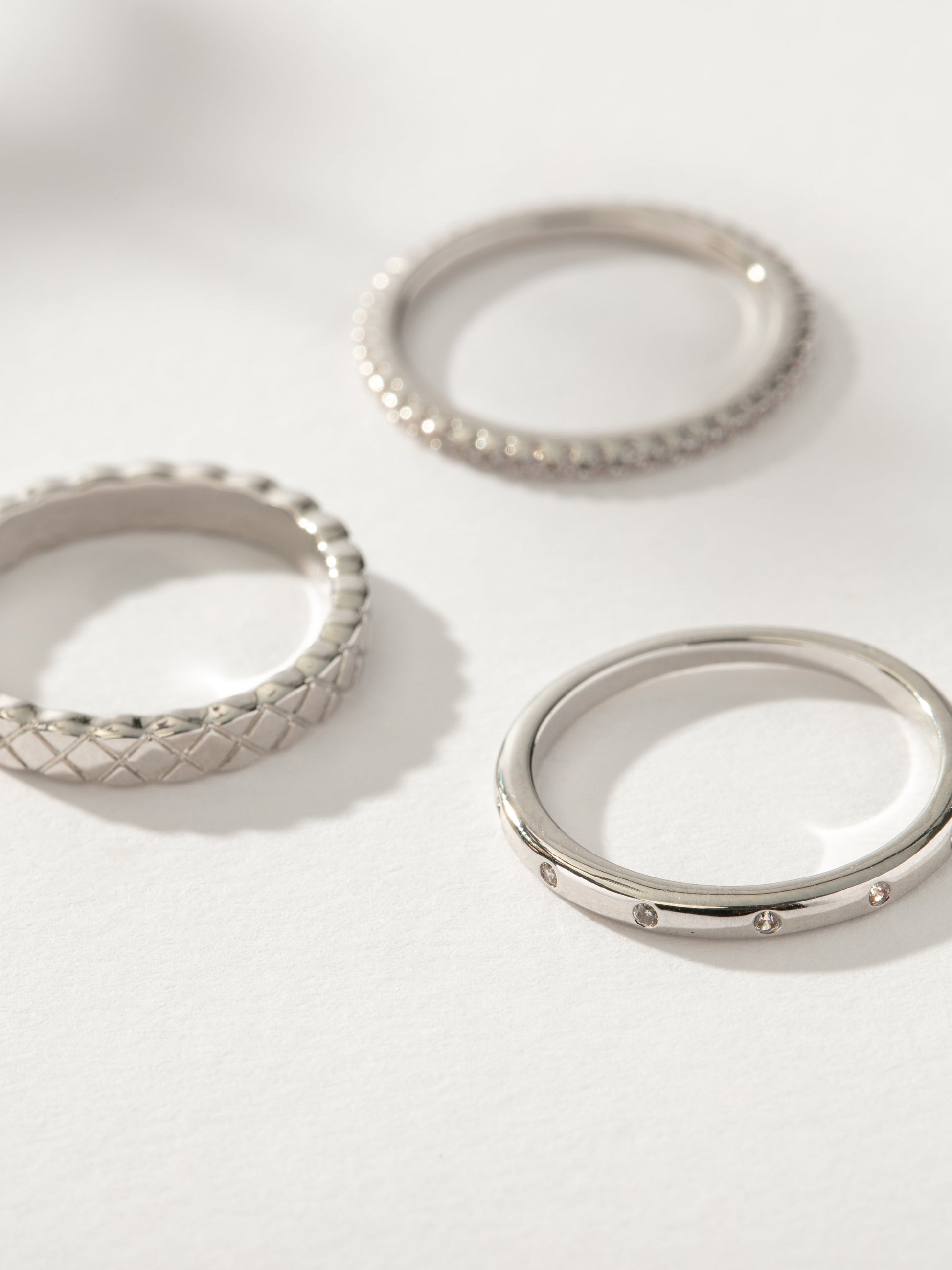 Glamour Girl Ring Stack (Set of 3) | Silver | Product Detail Image | Uncommon James