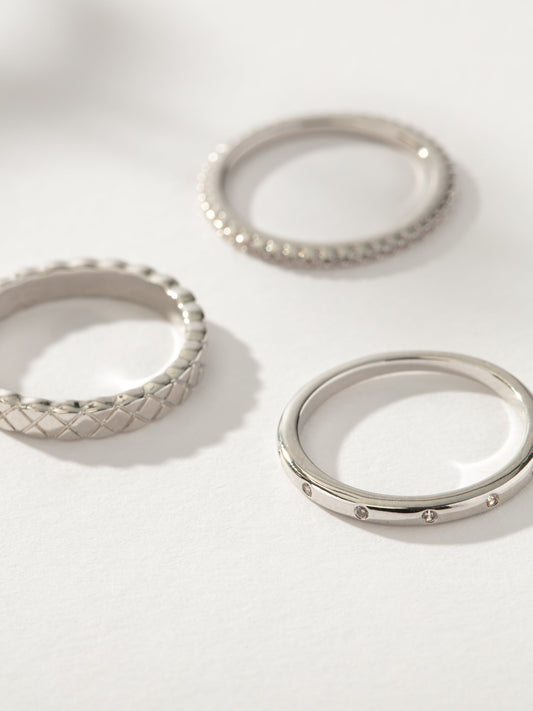Glamour Girl Ring Stack (Set of 3) | Silver | Product Detail Image | Uncommon James