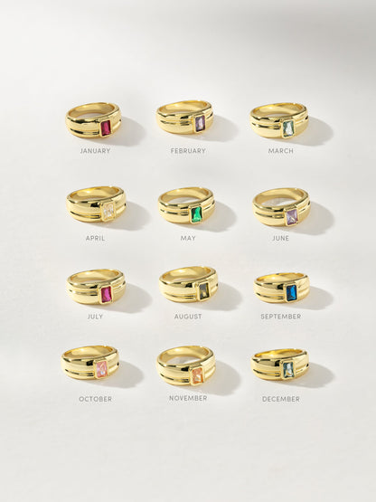 ["Birthstone Ring ", " Gold ", " Full Group Image ", " Uncommon James"]