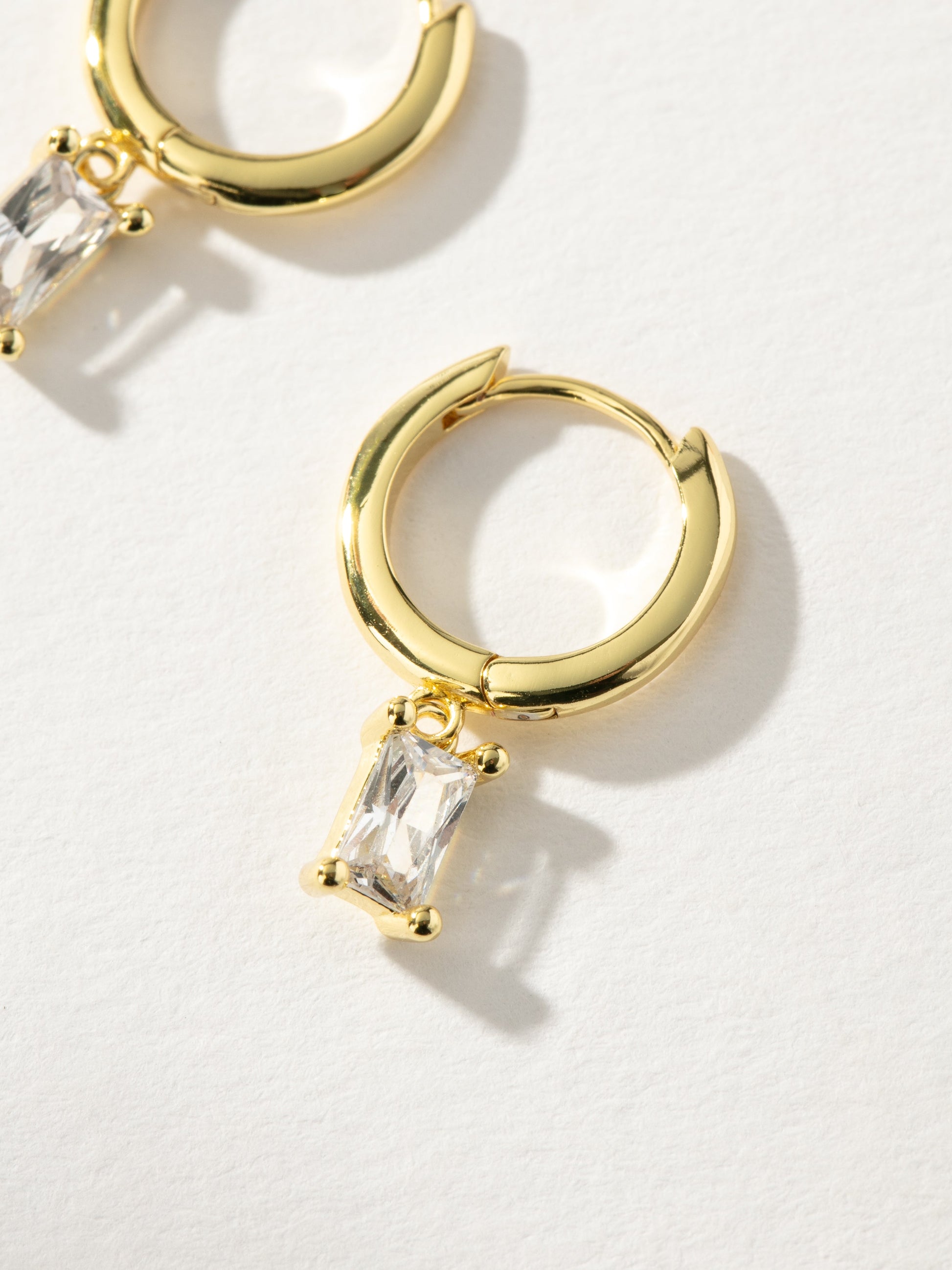 Birthstone Huggie Earrings | Gold April | Product Detail Image | Uncommon James