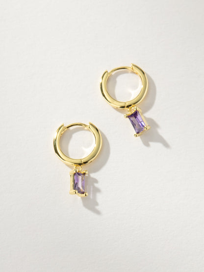 ["Birthstone Huggie Earrings ", " Gold February ", " Product Image ", " Uncommon James"]