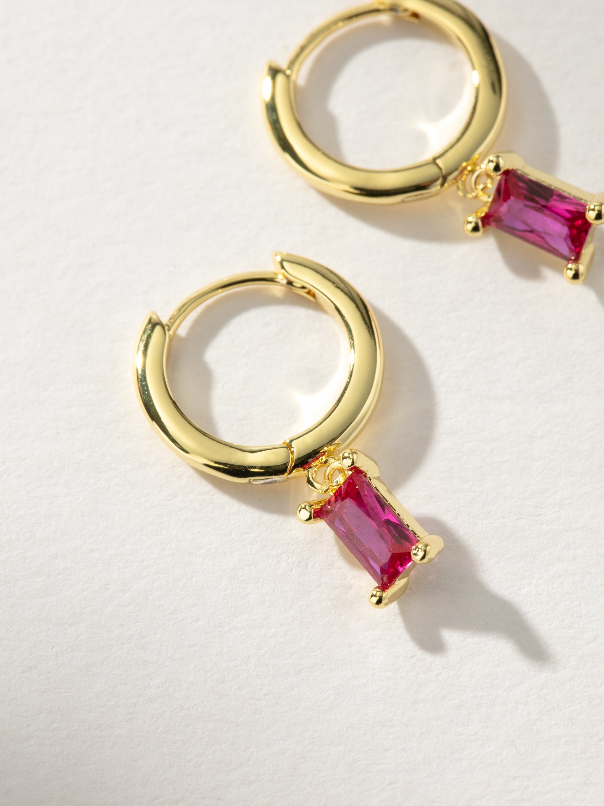 Birthstone Huggie Earrings | Gold July | Product Detail Image | Uncommon James