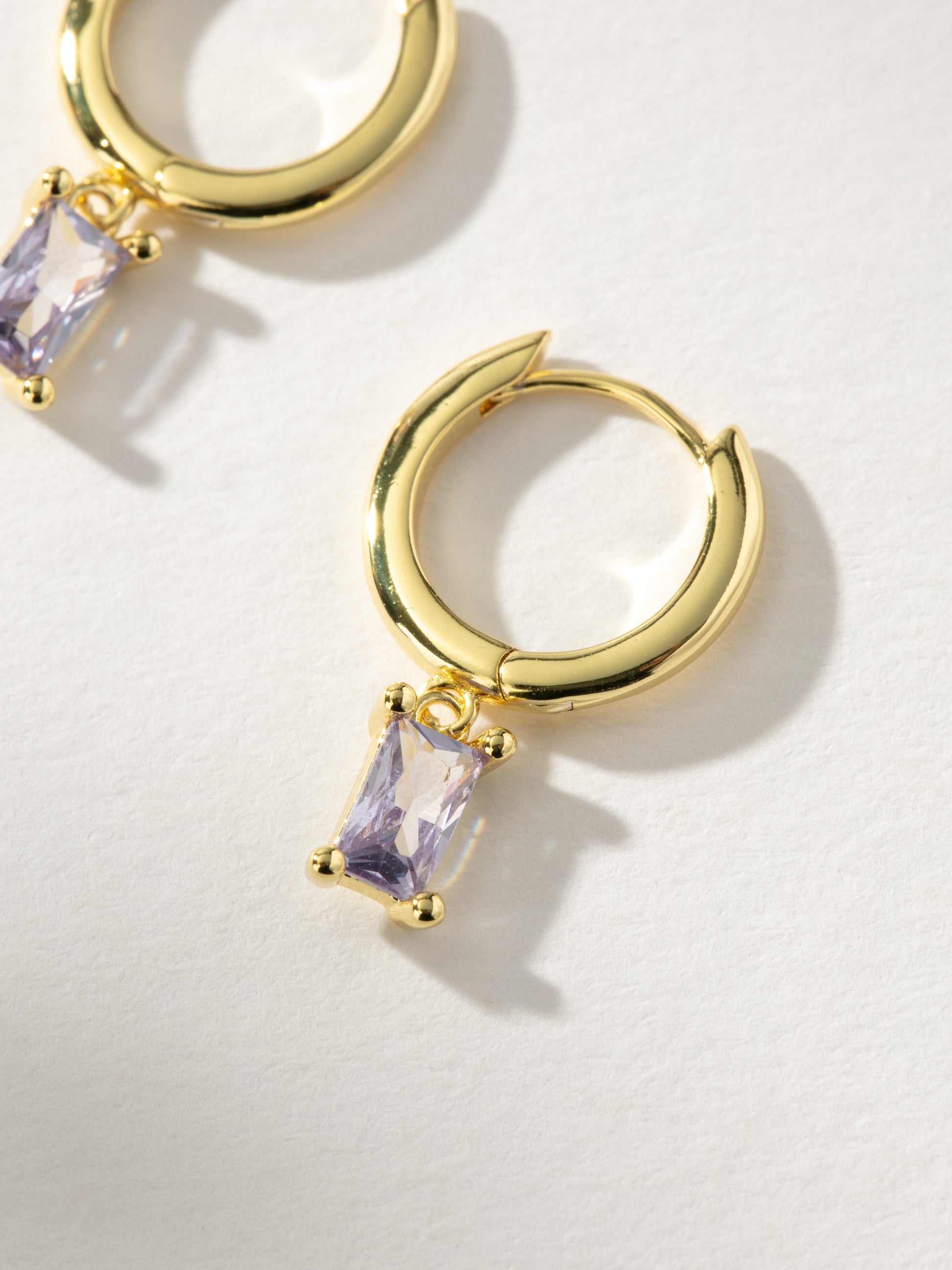 Birthstone Huggie Earrings | Gold June | Product Detail Image | Uncommon James