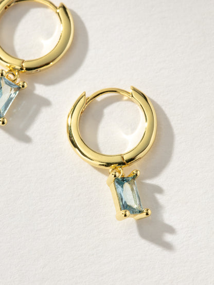 ["Birthstone Huggie Earrings ", " Gold March ", " Product Detail Image ", " Uncommon James"]